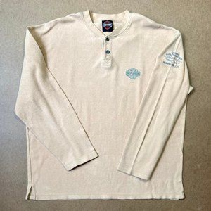 Harley Davidson Men's Thick Cotton Henley Shirt - Gruene Texas - Size XL